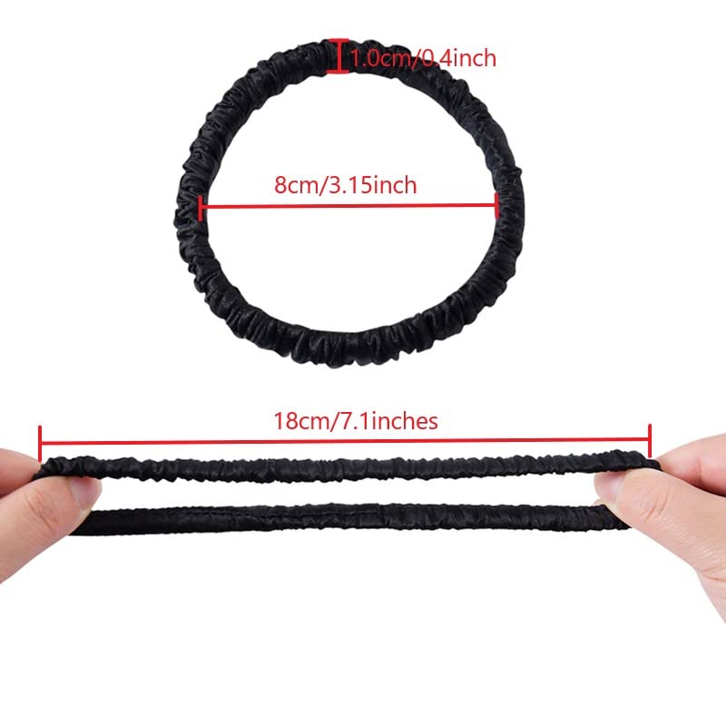 MAXFEEL 100% Pure Muberry Silk Hair Scrunchie Small Silk Scrunchy Skinny Hair Ties No Damage Elastic Scrunchies Holder For Breakage Prevention Black 3 Pack - Image 3